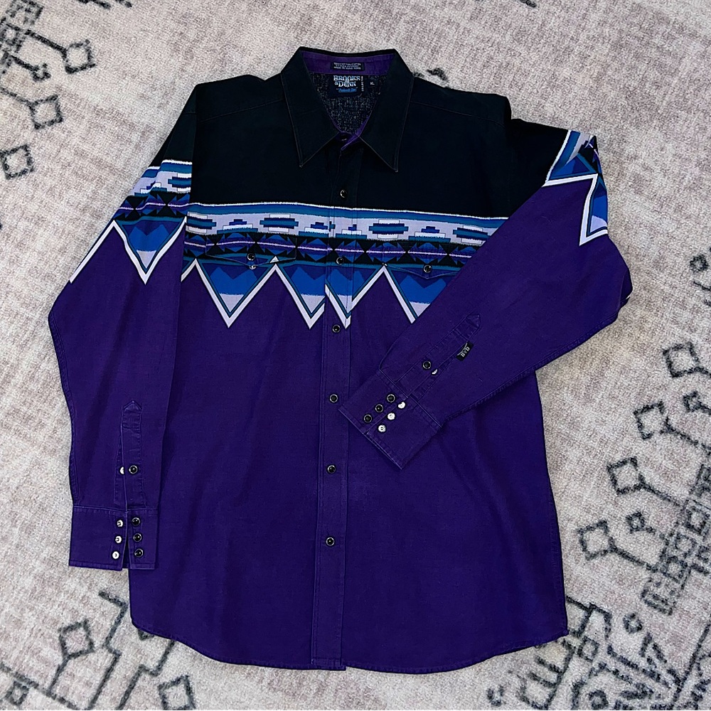 Vintage Brooks and Dunn Panhandle Slim Pearl Snap XL AZTEC